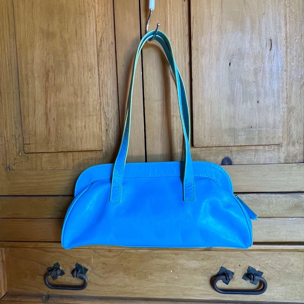Light blue medium-small leather purse